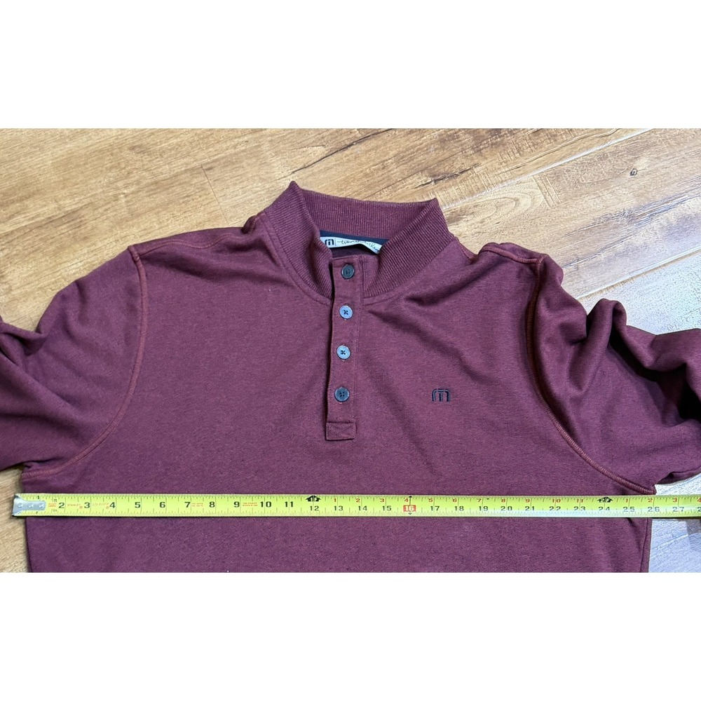 Men's Travis Mathew Sweater 1/4 Button Up Pullover Burgundy Size: 2XL - Picture 9 of 12